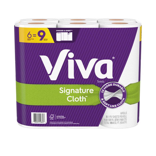 Viva Signature Cloth Paper Towels 70 sheet 1 ply 6 pk