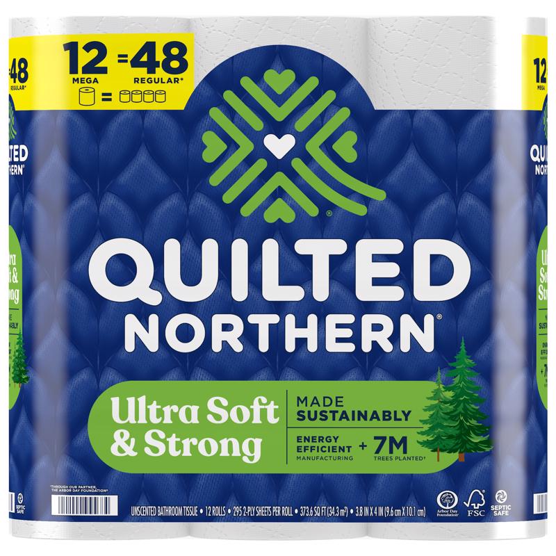 Quilted Northern Ultra Soft & Strong Toilet Paper 12 Rolls 328 sheet 415.47 sq ft