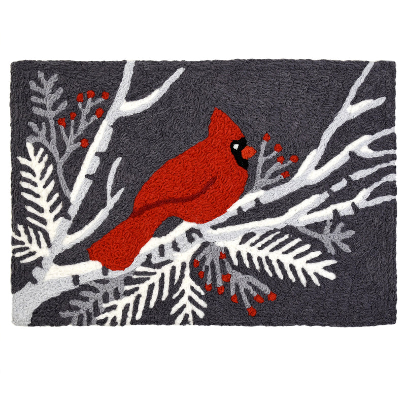 Jellybean 20 in. W X 30 in. L Multi-Color Cardinal Bird on Gray Polyester Accent Rug