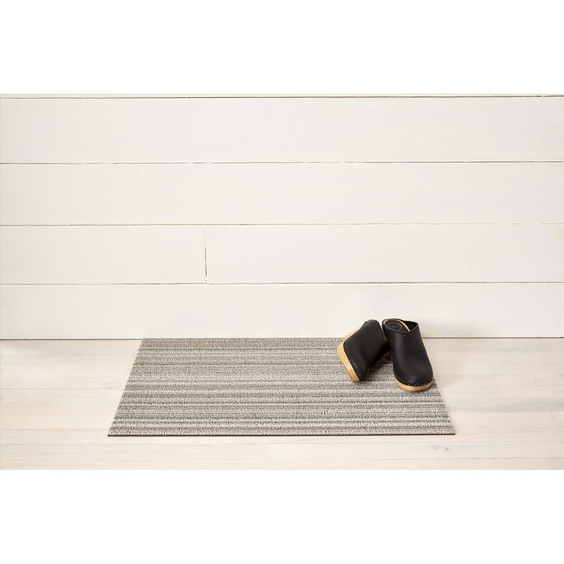 Chilewich 18 in. W X 28 in. L Gray/White Skinny Stripe Polyester/Vinyl Door Mat