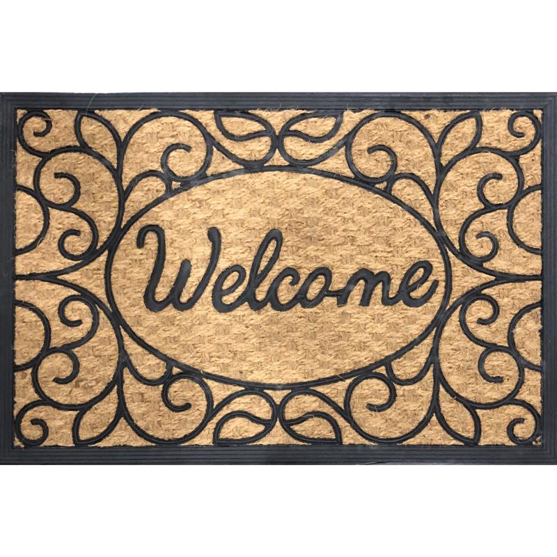 Rockport Premium 24 in. W X 36 in. L Black/Brown Coir/Rubber Door Mat