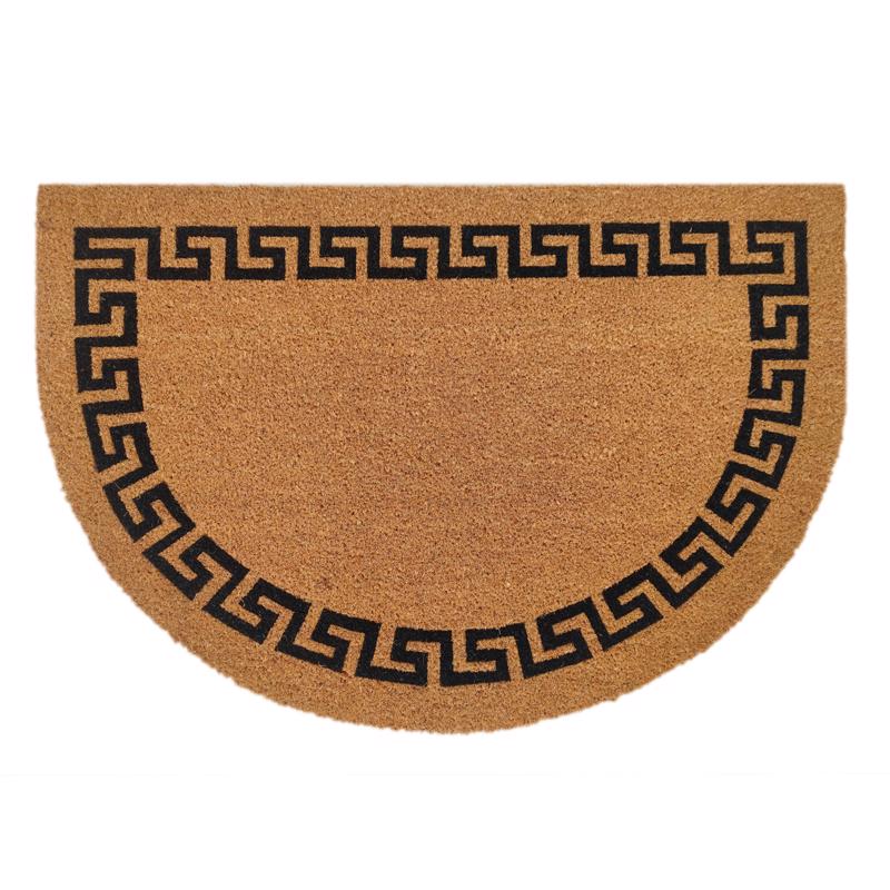 First Concept 24 in. W X 36 in. L Black/Brown Greek Key Coir Door Mat