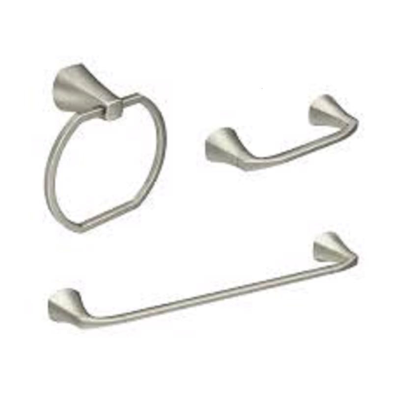 Moen Lindor Brushed Nickel Silver Zinc Bath Accessory Set