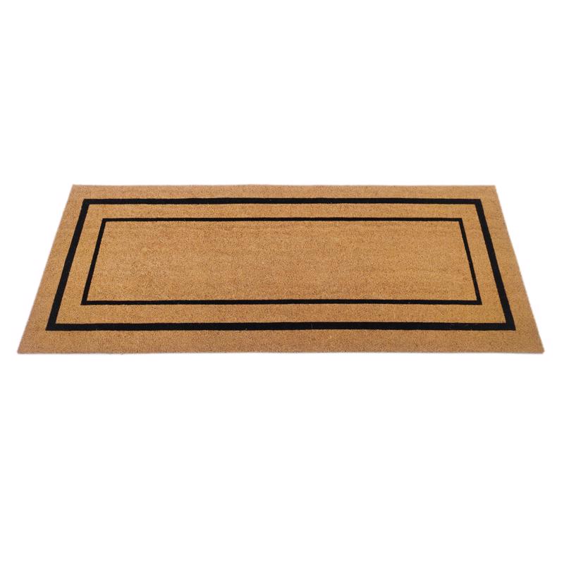 First Concept 24 in. W X 60 in. L Black/Natural Coir/Vinyl Door Mat