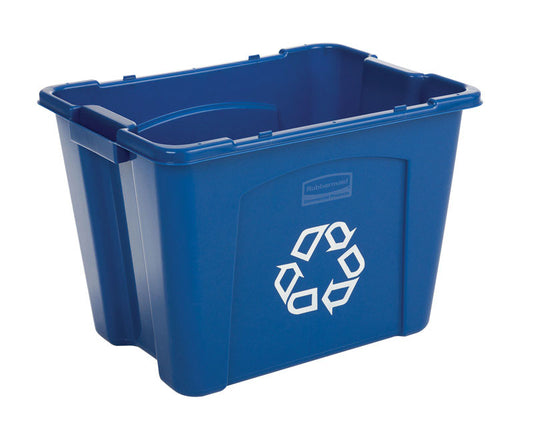 Rubbermaid 14 gal Blue Plastic Recycling Bin