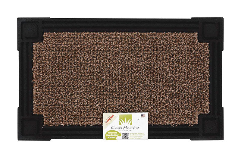 GrassWorx Clean Machine 18 in. W X 30 in. L Black/Brown Astroturf Door Mat