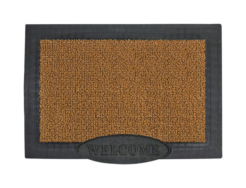 GrassWorx Clean Machine 24 in. W X 36 in. L Black/Brown Welcome Polyethylene Door Mat