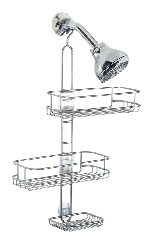 iDesign Linea 22 in. H X 11 in. W X 5 in. L Silver Shower Caddy