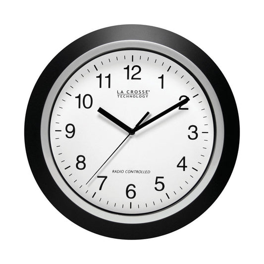 La Crosse Technology 12 in. L X 1 in. W Indoor Casual Analog Atomic Wall Clock Glass/Plastic Black/S