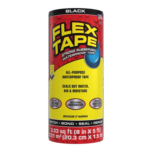 Flex Seal Family of Products Flex Tape 8 in. W X 5 ft. L Black Waterproof Repair Tape