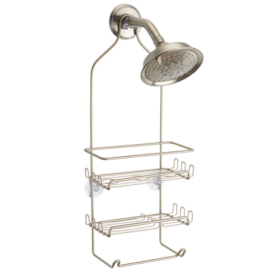 iDesign Milo 21-1/4 in. H X 4-1/2 in. W X 9 in. L Satin Silver Shower Caddy