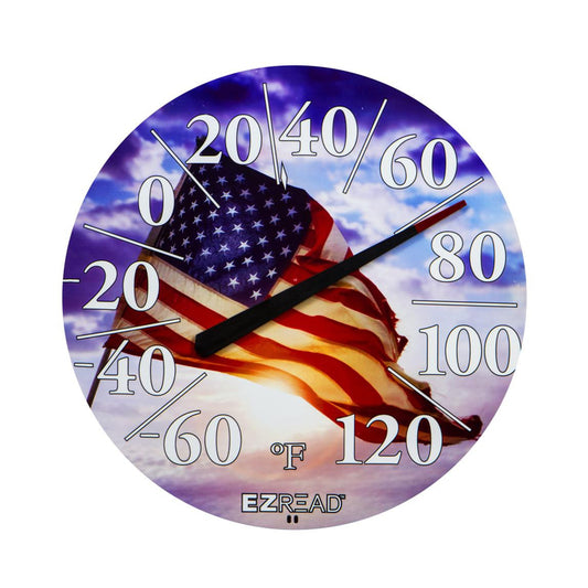 Headwind EZ Read USA Flag Dial Thermometer Plastic Multicolored 12.5 in.