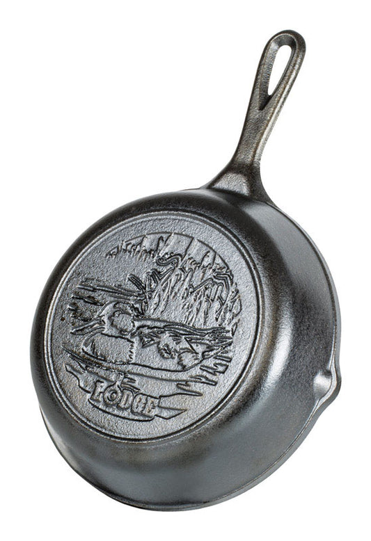 Lodge Wildlife Series-Mallard Cast Iron Skillet 8 in. Black