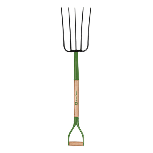 John Deere 5 Tine Steel Compost Fork 36 in. Wood Handle