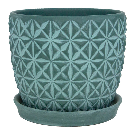 Trendspot Tribeca 7.3 in. H X 8.3 in. W X 8.3 in. D X 8 in. D Ceramic Planter Teal