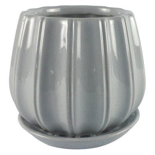 Trendspot Contour 7.28 in. H X 8 in. W X 8 in. D X 8 in. D Ceramic Planter Gray