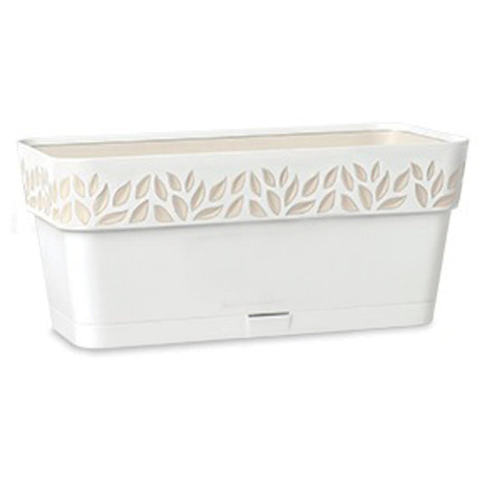 Deroma 6.7 in. H X 20 in. W X 7.09 in. D Resin Leaves Balcony Planter White