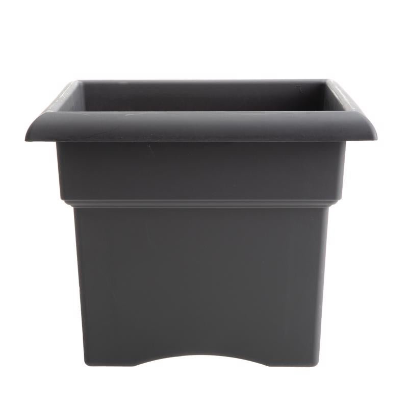 Bloem Veranda 14.25 in. H X 18 in. W X 18 in. D Plastic Traditional Planter Box Charcoal