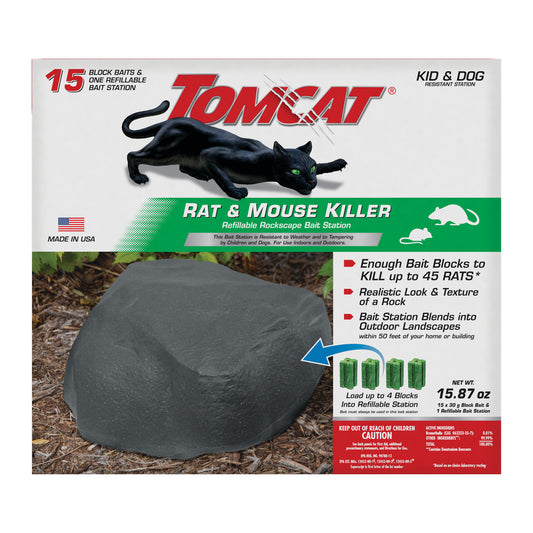 Tomcat Rockscape Bait Station and Bait Blocks For Mice and Rats 1 pk