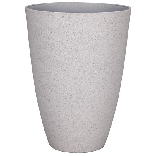 L&G 21.9 in. H X 16 in. D Polyresin Speckle Tall Planter White