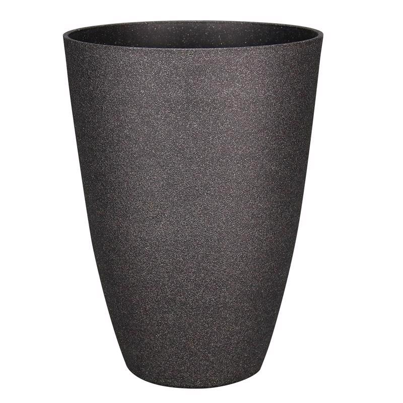 L&G 21.9 in. H X 16 in. D Polyresin Speckle Tall Planter Charcoal