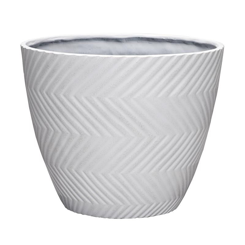 L&G 13 in. H X 16 in. D Polyresin Yuma Planter White