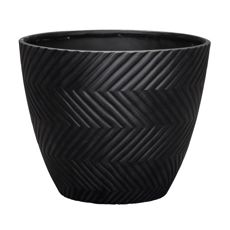 L&G 13 in. H X 16 in. D Polyresin Yuma Planter Black