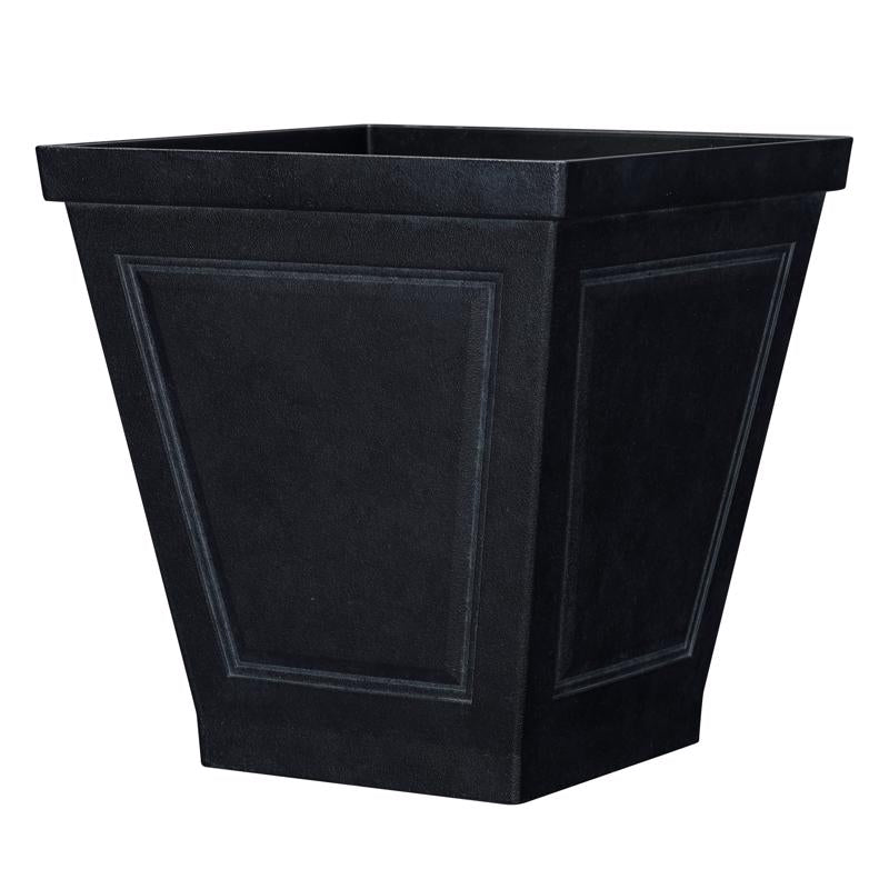 L&G 16.7 in. H X 16 in. W X 16 in. D Polyresin New England Planter Black