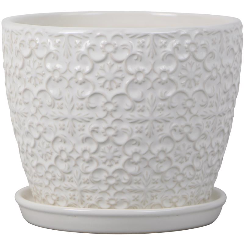 Trendspot 6.8 in. H X 8 in. W X 8 in. D Ceramic Mediterranean Planter White