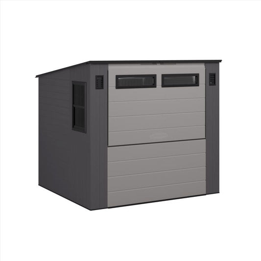 Suncast Cabana Entertainment Shed 8 ft. x 7 ft. Resin Standard Pent Storage Shed with Floor Kit