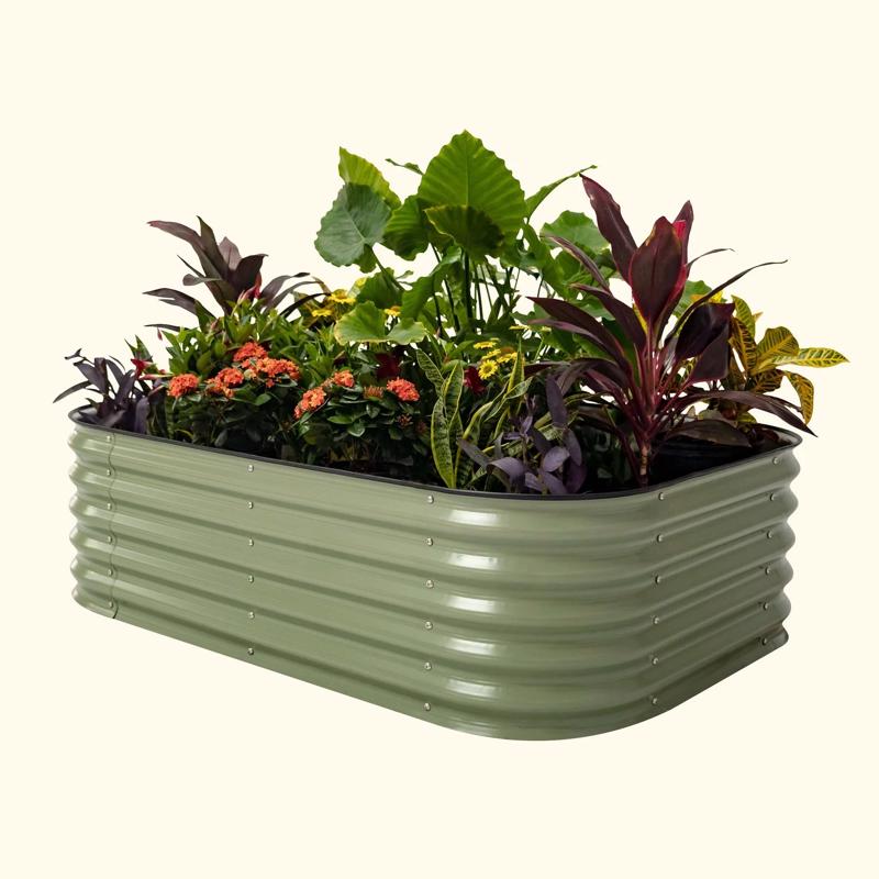 Vego Garden 17 in. H X 78 in. W X 24 in. D Metal Modular Raised Garden Bed Olive