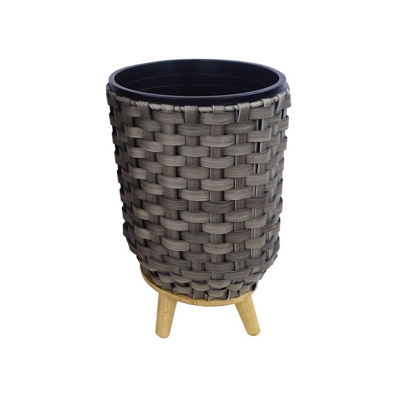 Alpine 13 in. H X 10 in. W X 10 in. D Plastic Wicker Plant Basket Gray