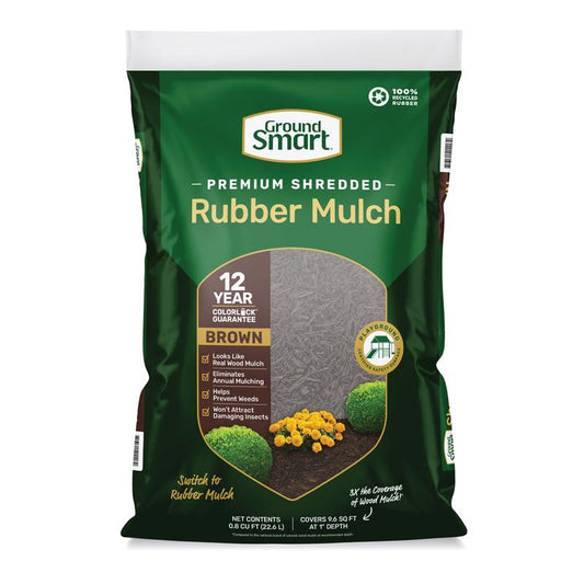 Ground Smart Brown Shredded Rubber Mulch 0.8 cu ft