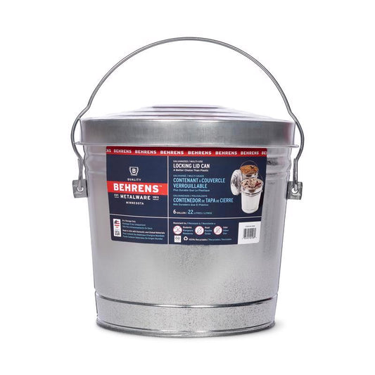 Behrens 6 gal Silver Galvanized Steel Garbage Can Lid Included Animal Proof/Animal Resistant