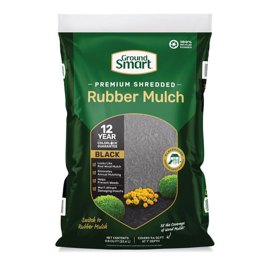 Ground Smart Black Shredded Rubber Mulch 0.8 cu ft