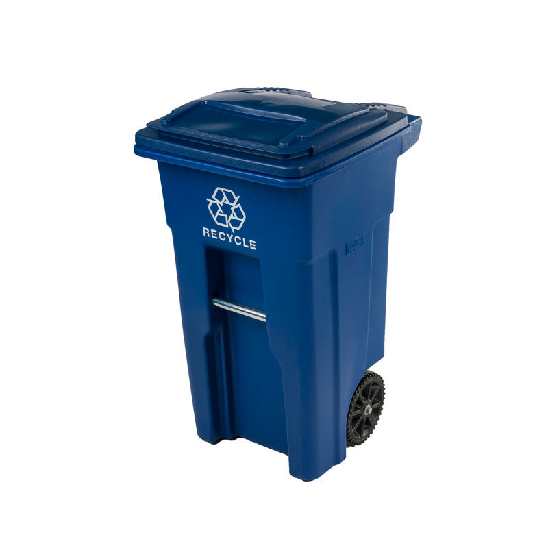 Toter 32 gal Blue Polyethylene Wheeled Recycling Bin Lid Included