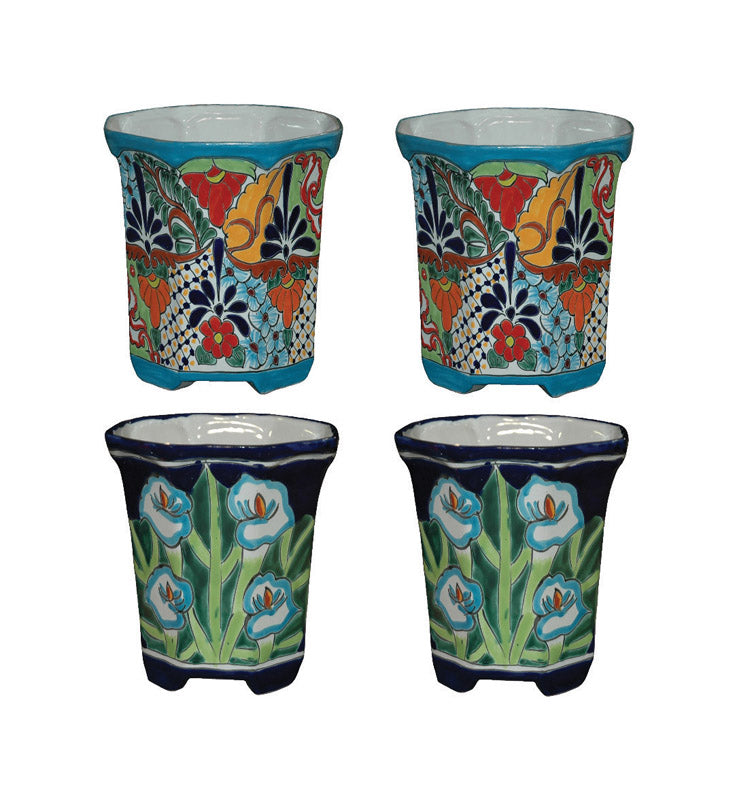 Avera Products 8.25 in. H X 8.5 in. W Ceramic Talavera Planter Set Multicolored