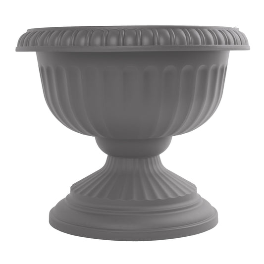 Bloem 14.8 in. H X 18 in. W X 17.8 in. D Plastic Grecian Urn Flower Pot Charcoal