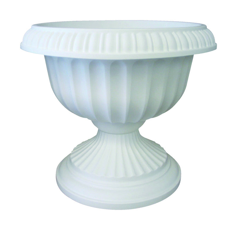 Bloem 14.8 in. H X 17.62 in. W X 17.8 in. D Plastic Grecian Urn Flower Pot White