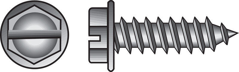 HILLMAN No. 10 X 1-1/2 in. L Slotted Hex Washer Head Sheet Metal Screws 100 pk