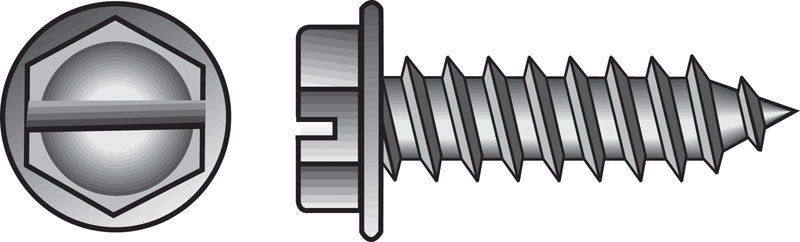 HILLMAN No. 12 X 2-1/2 in. L Slotted Hex Washer Head Sheet Metal Screws 100 pk