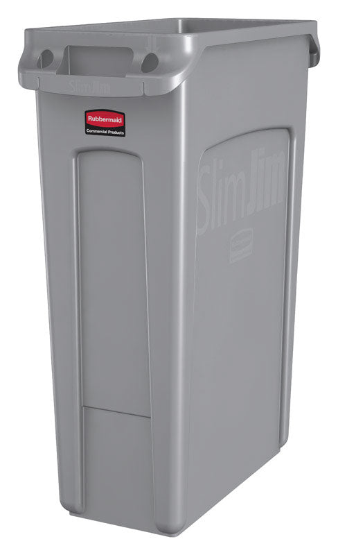 Rubbermaid Slim Jim 23 gal Gray Plastic Garbage Can