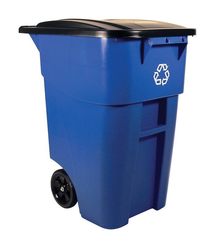 Rubbermaid Brute 50 gal Blue Plastic Wheeled Recycling Bin Lid Included