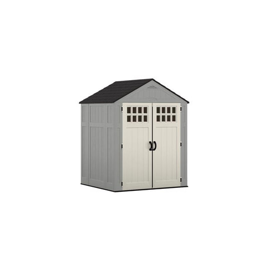 Suncast Everett 6 ft. x 5 ft. Resin Vertical Peak Storage Shed with Floor Kit