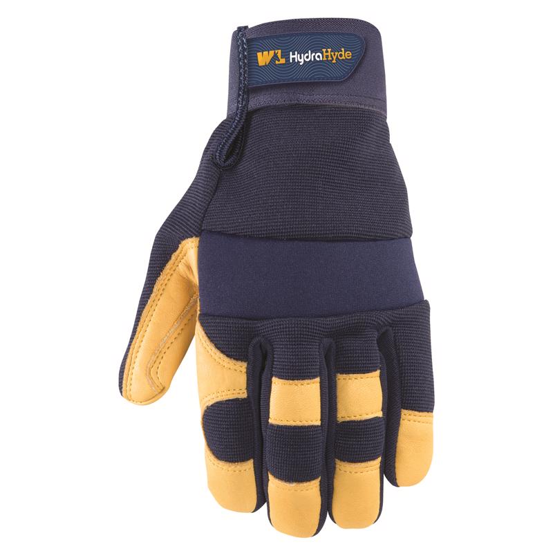 Wells Lamont HydraHyde Men's Water Resistant Work Gloves Blue/Yellow L 1 pair