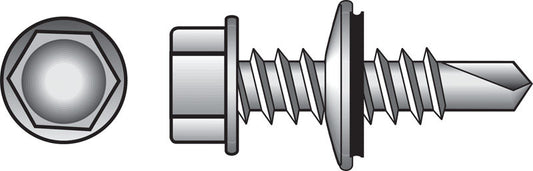 HILLMAN No. 12-14 X 1-1/2 in. L Hex Hex Washer Head Self- Drilling Screws 100 pk