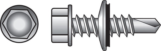 HILLMAN No. 12-14 X 2 in. L Hex Hex Washer Head Self- Drilling Screws 100 pk