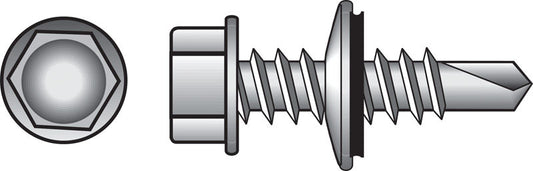 HILLMAN 1/4 Sizes X 1 in. L Hex Hex Washer Head Self- Drilling Screws 100 pk