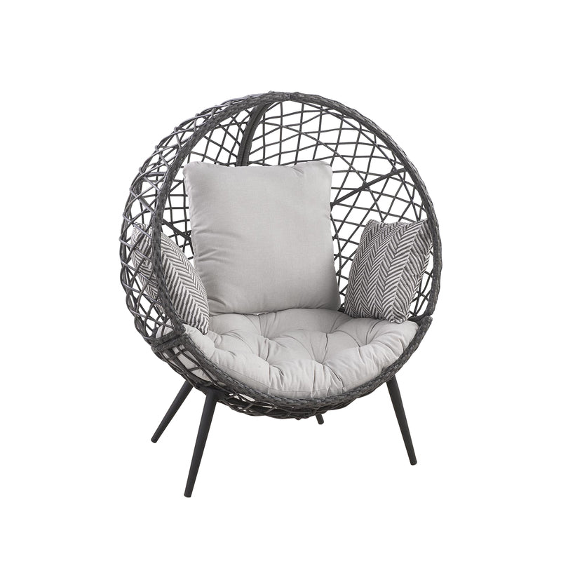 Living Accents Tulsa Black Steel Frame Egg Chair White