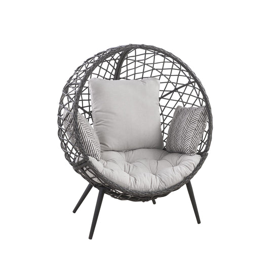 Living Accents Tulsa Black Steel Frame Egg Chair White